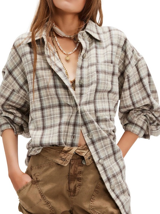 Free People Tops - NWT Free People Ashley Plaid Shirt Size Small